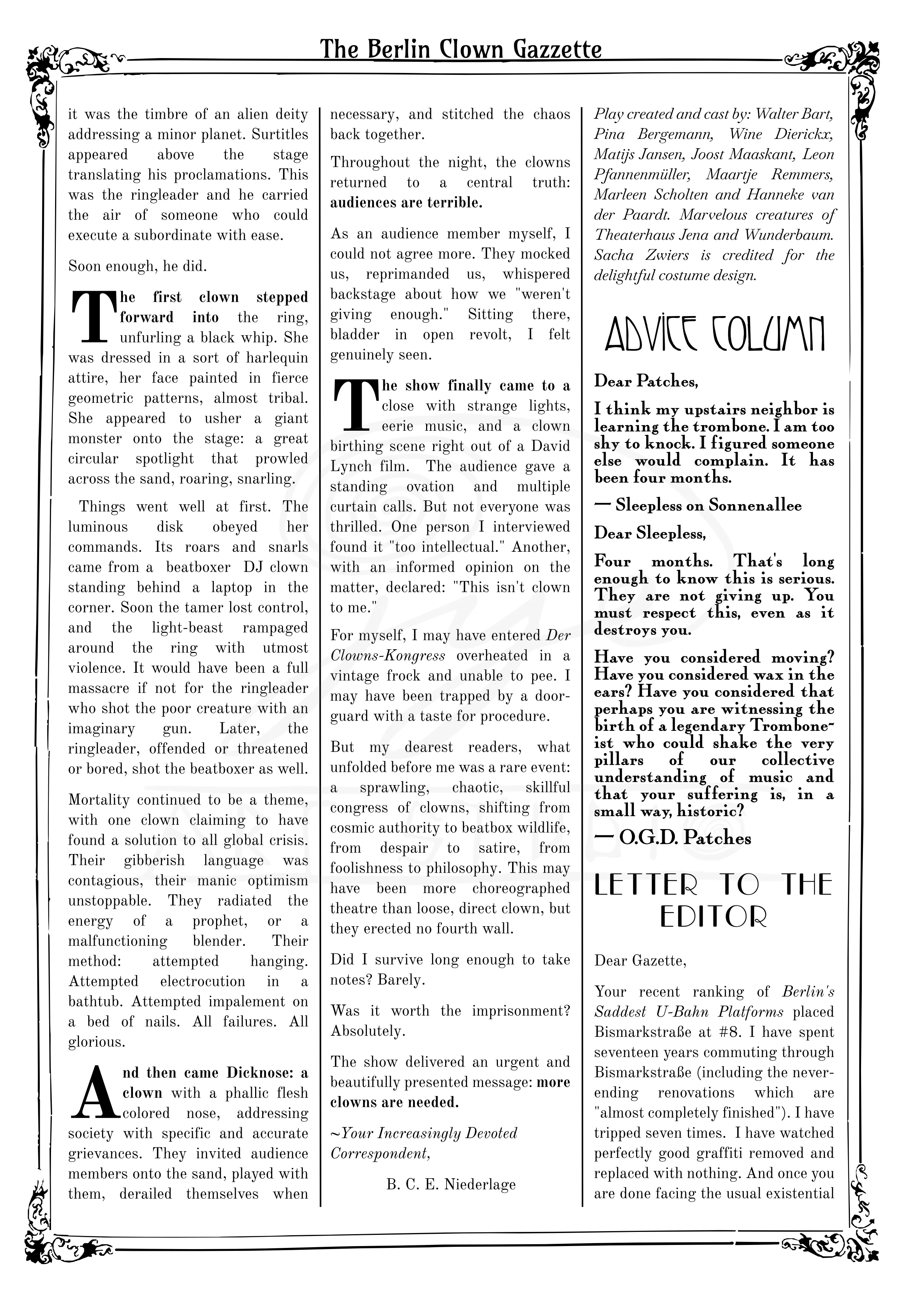 The Berlin Clown Gazzette Issue 1 — Page 2